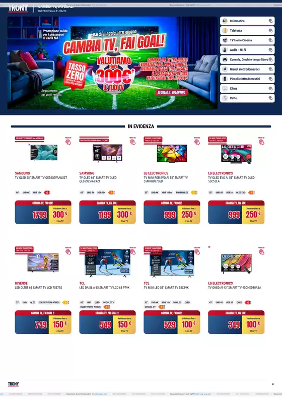 Volantino Trony | Cambia TV,Fai goal! | 2026-05-21T00:00:00.000Z - 2026-06-11T00:00:00.000Z