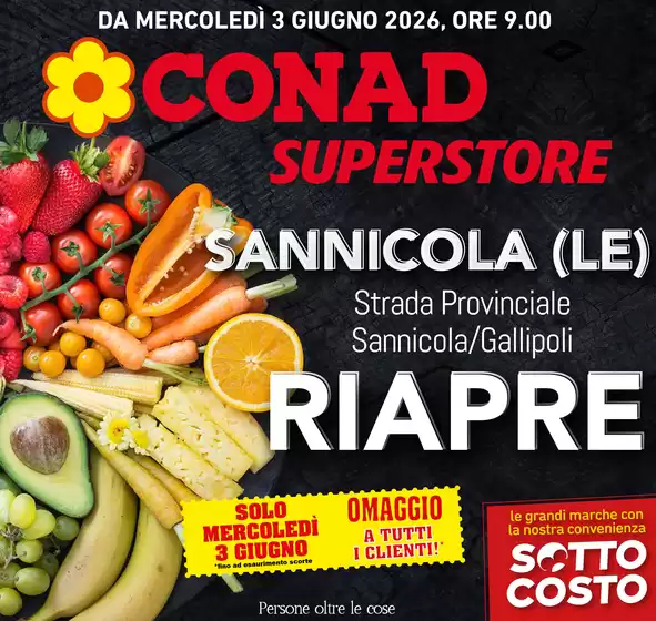 Volantino Conad Superstore | CONAD SUPERSTORE riapre a Sannicola! | 2026-06-03T00:00:00.000Z - 2026-06-14T00:00:00.000Z