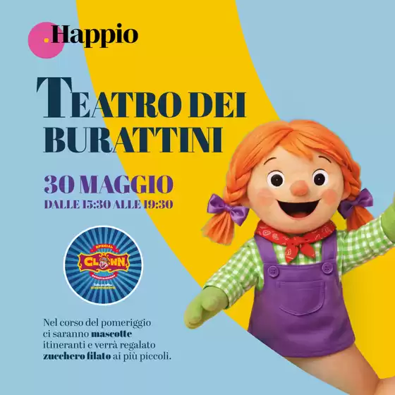 Volantino Centro Commerciale Happio | Teatro dei Burattini | 2026-05-30T00:00:00.000Z - 2026-05-30T00:00:00.000Z