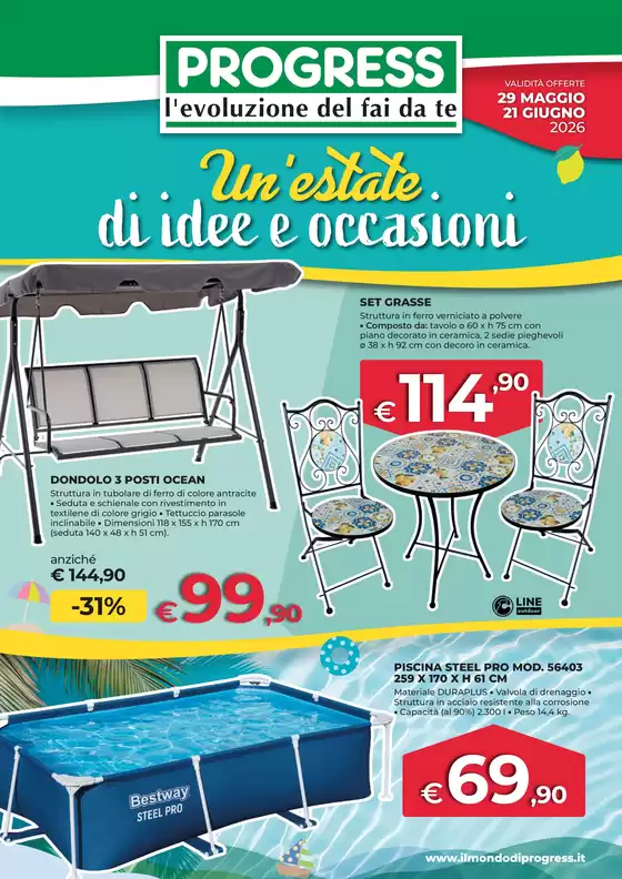 Volantino Progress | Un'estate di idee e di occasioni | 2026-05-28T00:00:00.000Z - 2026-06-21T00:00:00.000Z