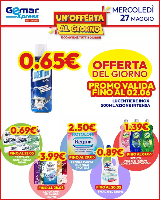 Volantino Gemar Detersivi a Casina | Le migliori offerte per tutti i clienti | 2026-05-27T00:00:00.000Z - 2026-06-02T00:00:00.000Z