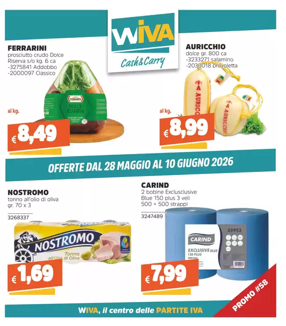 Volantino Wiva Cash&Carry a Casina | Offerte dal 28 Maggio al 10 Giugno 2026 | 2026-05-28T00:00:00.000Z - 2026-06-10T00:00:00.000Z