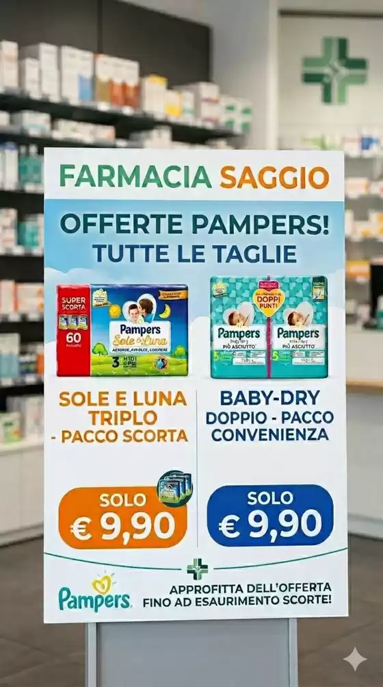 Volantino Farmacia Saggio | Offerte pampers! | 2026-05-29T00:00:00.000Z - 2026-05-31T00:00:00.000Z