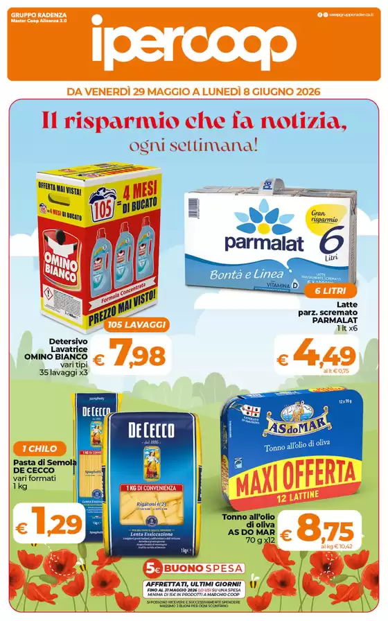 Volantino Ipercoop | Offerte che parlano chiaro,Convenienza, punto e basta! | 2026-05-29T00:00:00.000Z - 2026-06-08T00:00:00.000Z