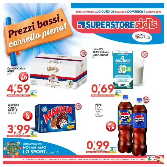 Volantino Sidis a Ostiano | Prezzi Bassi Carrello Pieno | 2026-05-28T00:00:00.000Z - 2026-06-07T00:00:00.000Z