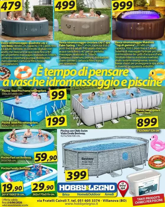 Volantino Hobby & Legno | E tempo di pensare a vasche idromassaggio e piscine | 2026-05-29T00:00:00.000Z - 2026-06-06T00:00:00.000Z