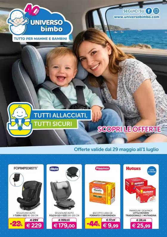 Volantino Universo Bimbo | Tutti allacciati, tutti sicuri | 2026-05-29T00:00:00.000Z - 2026-07-01T00:00:00.000Z