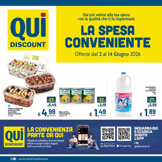 Volantino Qui Discount a Tavernelle | La spesa convenienza | 2026-06-02T00:00:00.000Z - 2026-06-14T00:00:00.000Z