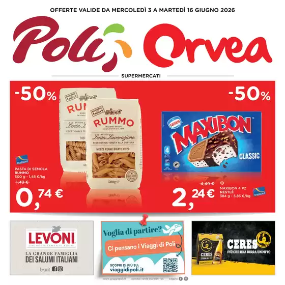 Volantino Orvea | OFFERTE VALIDE DA MERCOLEDÌ 3 A MARTEDÌ 16 GIUGNO 2026 | 2026-06-03T00:00:00.000Z - 2026-06-16T00:00:00.000Z