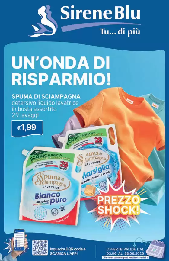 Volantino Sirene Blu | Un'onda di risparmio! | 2026-06-03T00:00:00.000Z - 2026-06-28T00:00:00.000Z