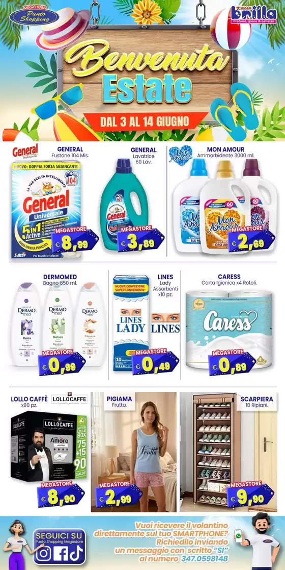 Volantino Punto Shopping Megastore a Samassi | Benvenuta estate | 2026-06-03T00:00:00.000Z - 2026-06-14T00:00:00.000Z