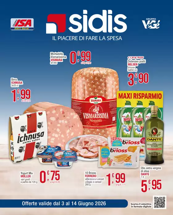 Volantino Sidis | Il piacere di fare la spesa | 2026-06-04T00:00:00.000Z - 2026-06-14T00:00:00.000Z