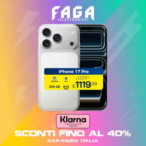 Volantino Faga Electronics | Sconti fino al 40% | 2026-06-08T00:00:00.000Z - 2026-06-30T00:00:00.000Z