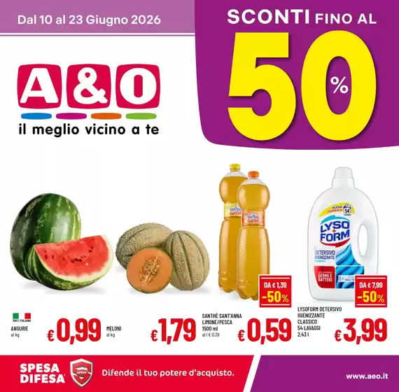 Volantino A&O a Torre de' Busi | Sconti fino al 50% | 2026-06-10T00:00:00.000Z - 2026-06-23T00:00:00.000Z