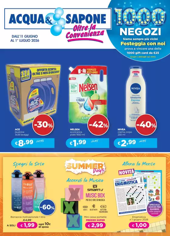 Volantino Acqua & Sapone | 1000 Negozi | 2026-06-11T00:00:00.000Z - 2026-07-01T00:00:00.000Z