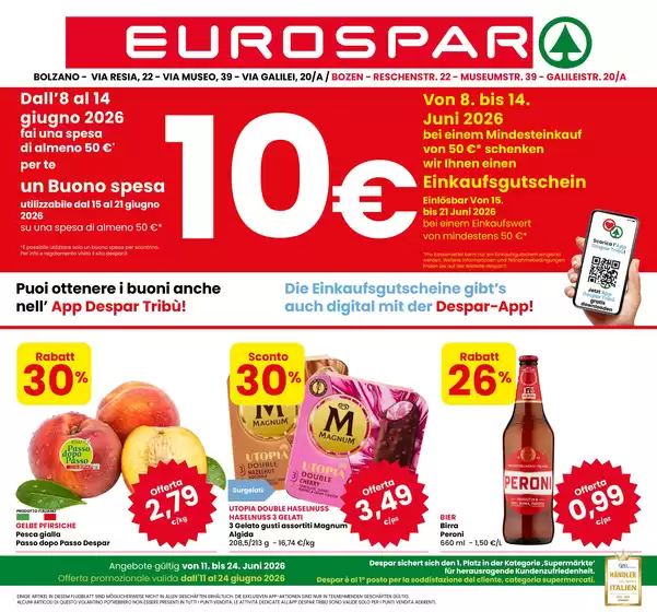 Volantino Eurospar a Ravenna | Offerte dal 11 al 24 Giugno | 2026-06-08T00:00:00.000Z - 2026-06-24T00:00:00.000Z