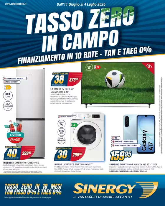 Volantino Sinergy | Tasso zero in campo | 2026-06-11T00:00:00.000Z - 2026-07-04T00:00:00.000Z