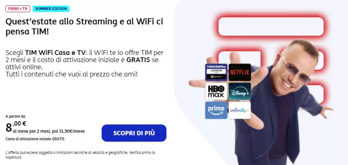 Volantino TIM a San Donà di Piave | Quest'estate allo Streaming e al WiFi ci pensa TIM! | 2026-06-08T00:00:00.000Z - 2026-06-30T00:00:00.000Z