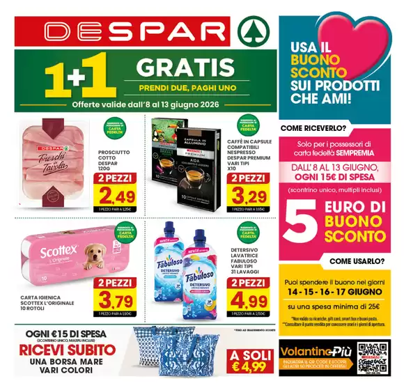 Volantino Despar | 1+1 Gratis | 2026-06-08T00:00:00.000Z - 2026-06-13T00:00:00.000Z