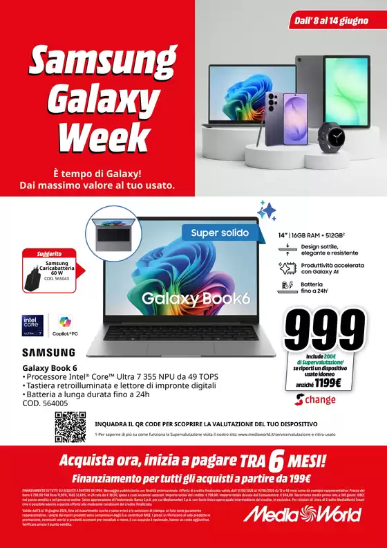 Volantino MediaWorld | Samsung galaxy week | 2026-06-08T00:00:00.000Z - 2026-06-14T00:00:00.000Z