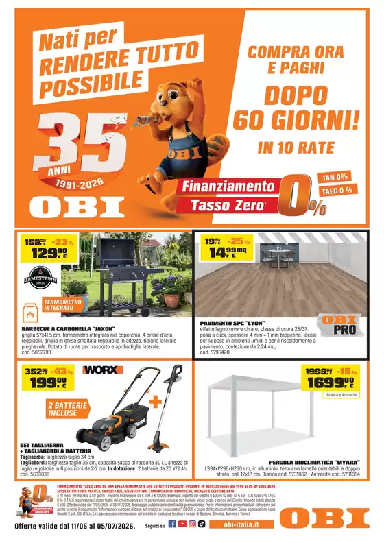 Volantino OBI a Bianco | Nati per rendere tutto possibile | 2026-06-11T00:00:00.000Z - 2026-07-05T00:00:00.000Z