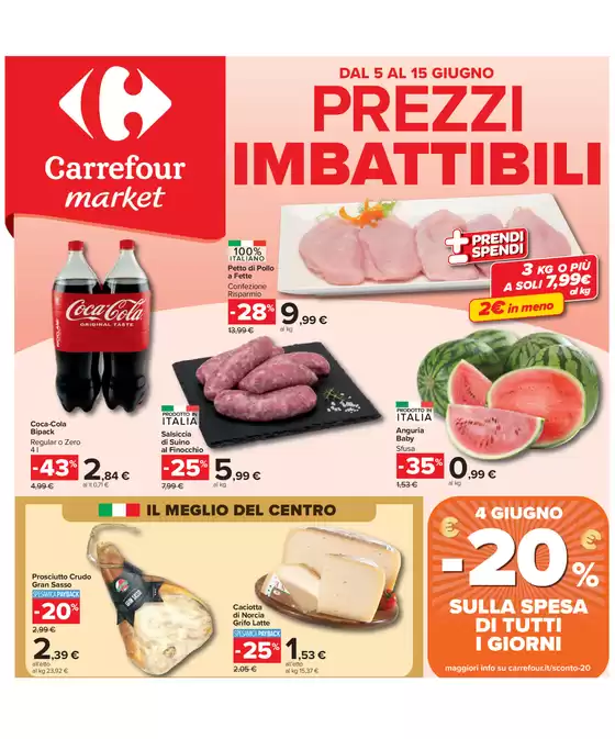 Volantino Carrefour Market | Sconto 20% per te e per la tua casa | 2026-06-15T00:00:00.000Z - 2026-06-15T00:00:00.000Z