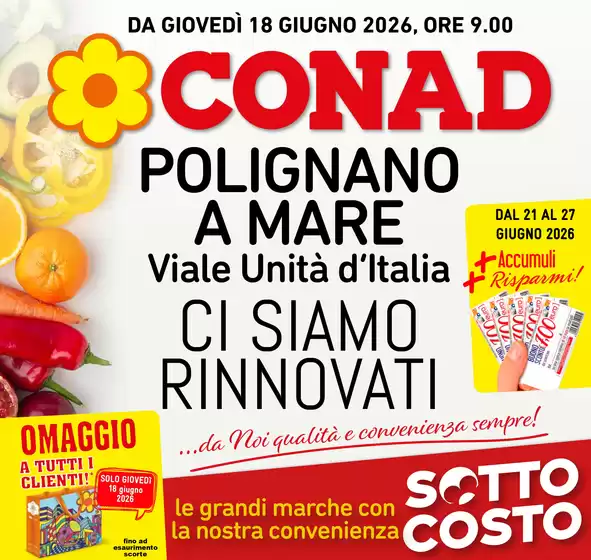 Volantino Conad | Conad si rinnova a Polignano a Mare! | 2026-06-18T00:00:00.000Z - 2026-06-27T00:00:00.000Z
