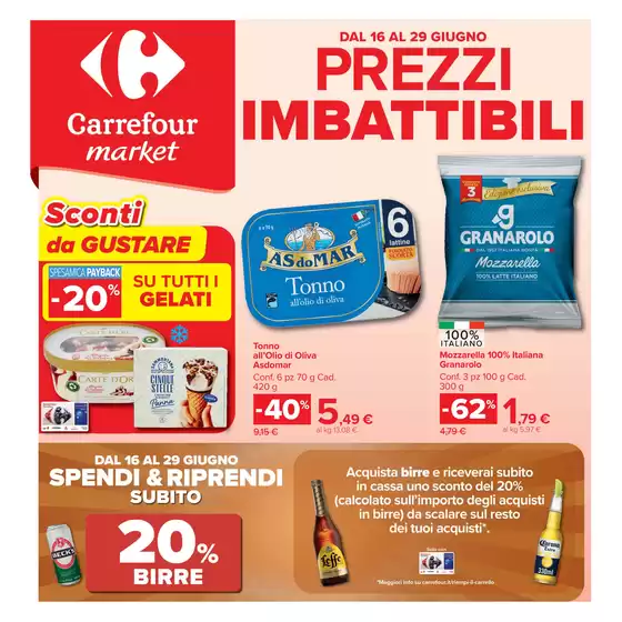 Volantino Carrefour Market a Gemonio | Prezzi imbattibili | 2026-06-16T00:00:00.000Z - 2026-06-29T00:00:00.000Z