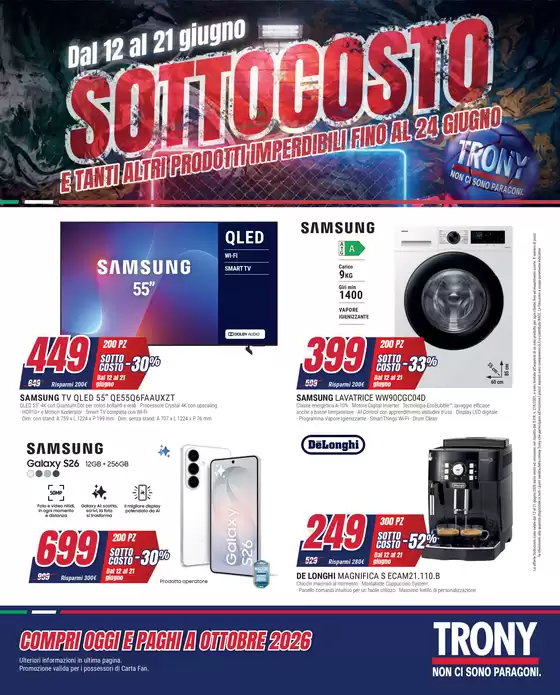 Volantino Trony | SOTTOCOSTO da Trony! | 2026-06-11T00:00:00.000Z - 2026-06-21T00:00:00.000Z
