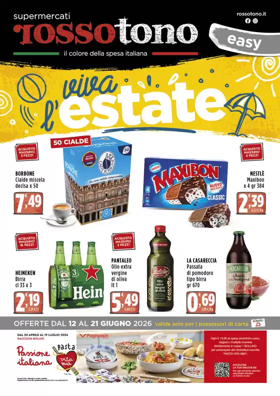 Volantino Supermercati Rossotono Easy | Viva l'estate | 2026-06-12T00:00:00.000Z - 2026-06-21T00:00:00.000Z