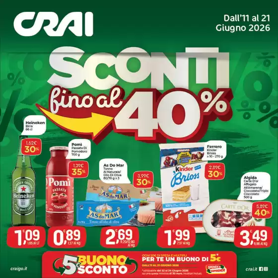 Volantino Crai a Concorezzo | SCONTI FINO AL 40 | 2026-06-11T00:00:00.000Z - 2026-06-21T00:00:00.000Z