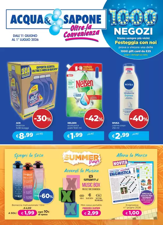 Volantino Acqua & Sapone | Dall' 11 giugno al 1 luglio 2026 | 2026-06-11T00:00:00.000Z - 2026-07-01T00:00:00.000Z
