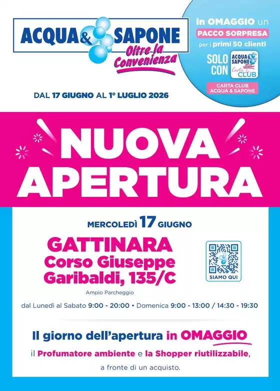 Volantino Acqua & Sapone | Nuova apertura | 2026-06-17T00:00:00.000Z - 2026-07-01T00:00:00.000Z