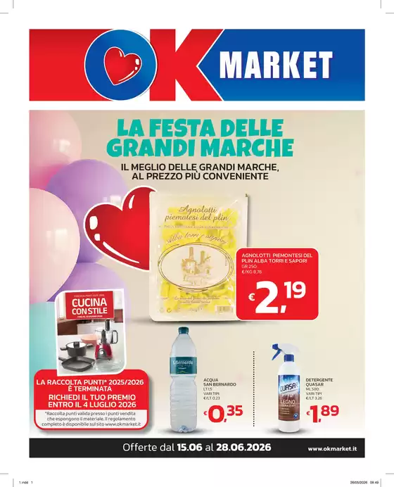 Volantino Ok Market | LA FESTA DELLE GRANDI MARCHE | 2026-06-15T00:00:00.000Z - 2026-06-28T00:00:00.000Z