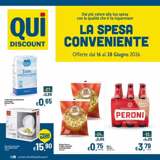 Volantino Qui Discount | La spesa conveniente | 2026-06-16T00:00:00.000Z - 2026-06-28T00:00:00.000Z