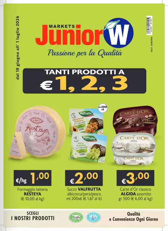 Volantino Junior W | Tanti prodotti a € 1, 2, 3 | 2026-06-18T00:00:00.000Z - 2026-07-01T00:00:00.000Z