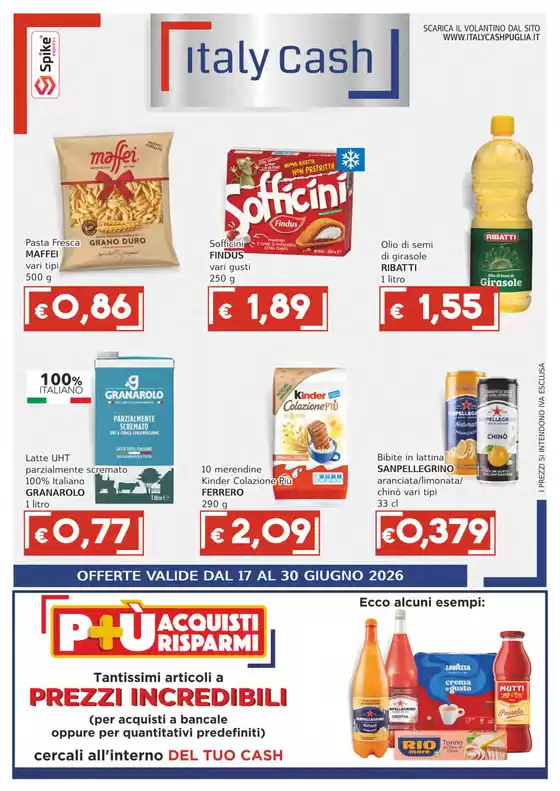 Volantino Italy Cash Puglia a Induno Olona | Offerte valide dal 17 al 30 giugno 2026 | 2026-06-17T00:00:00.000Z - 2026-06-30T00:00:00.000Z