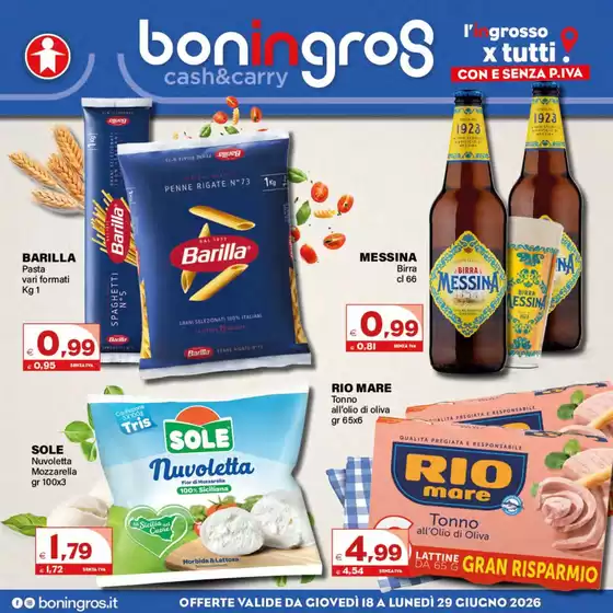 Volantino Boningros Cash and Carry | Offerte valide da giovedi 18 a lunedi 29 giugno 2026 | 2026-06-18T00:00:00.000Z - 2026-06-29T00:00:00.000Z