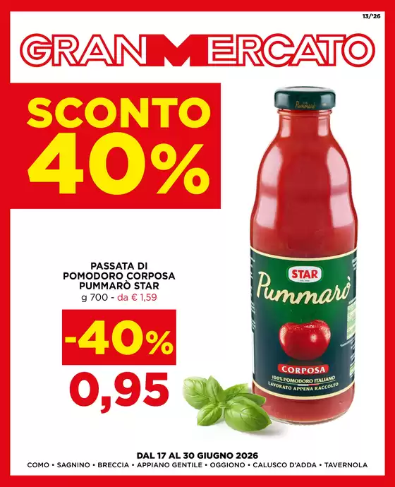 Volantino Gran Mercato | Sconto 40% | 2026-06-17T00:00:00.000Z - 2026-06-30T00:00:00.000Z