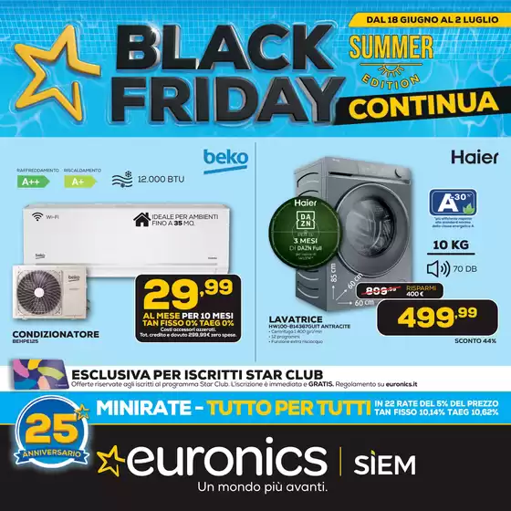 Volantino Euronics a Esine | Black Friday Continua! | 2026-06-18T00:00:00.000Z - 2026-07-02T00:00:00.000Z