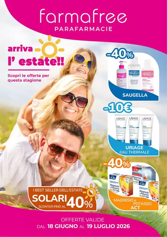 Volantino FarmaFree | Arriva l'estate | 2026-06-18T00:00:00.000Z - 2026-07-19T00:00:00.000Z