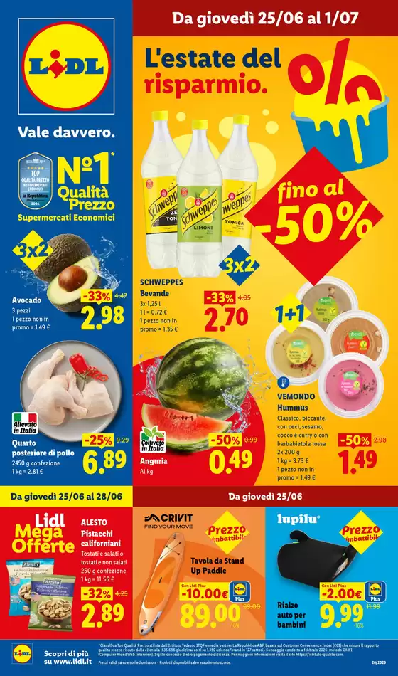 Volantino Lidl a Gallarate | L'estate del risparmio. | 2026-06-25T00:00:00.000Z - 2026-07-01T00:00:00.000Z
