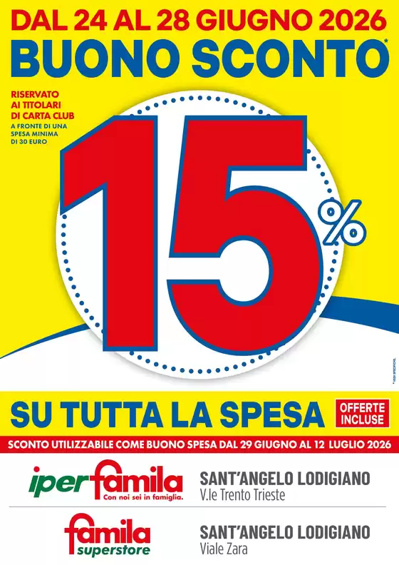 Volantino Iperfamila | BUONO SCONTO 15% | 2026-06-24T00:00:00.000Z - 2026-06-28T00:00:00.000Z