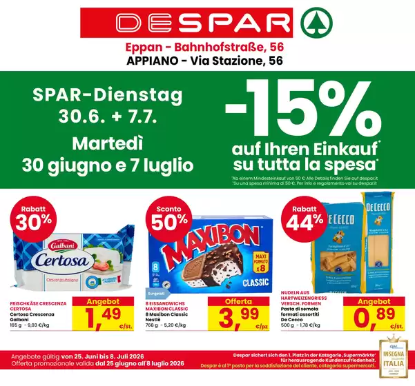 Volantino Despar | Offerta promozione valide dal 25 giugno all' 8 luglio 2026 | 2026-06-25T00:00:00.000Z - 2026-07-08T00:00:00.000Z
