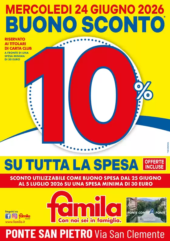 Volantino Famila | BUONO SCONTO 10% | 2026-06-24T00:00:00.000Z - 2026-06-24T00:00:00.000Z