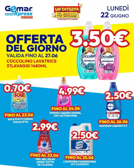 Volantino Gemar Detersivi | Offerta del giorno | 2026-06-22T00:00:00.000Z - 2026-06-27T00:00:00.000Z