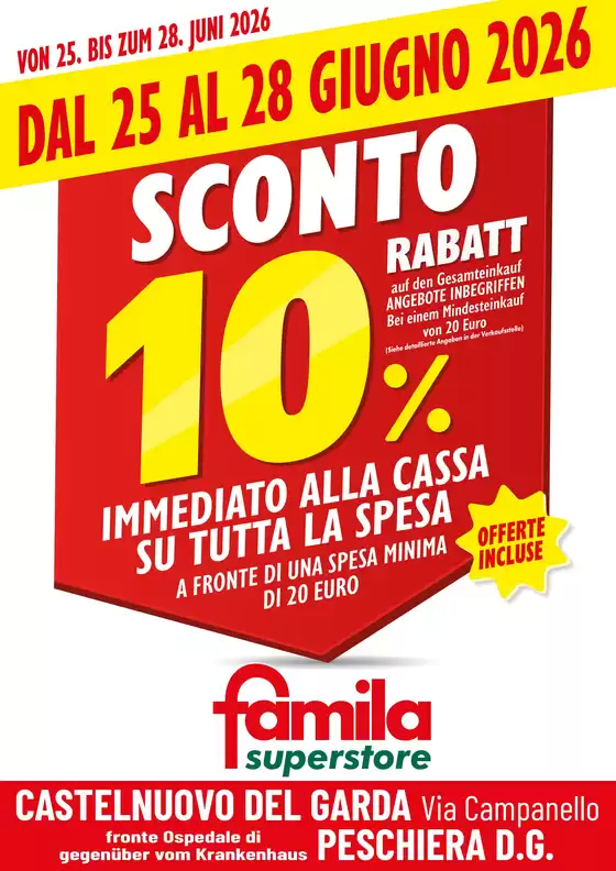 Volantino Famila Superstore | SCONTO 10% | 2026-06-25T00:00:00.000Z - 2026-06-28T00:00:00.000Z