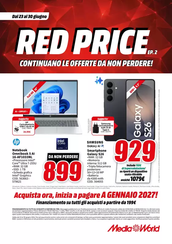 Volantino MediaWorld a Toscanella | Red price | 2026-06-23T00:00:00.000Z - 2026-06-30T00:00:00.000Z