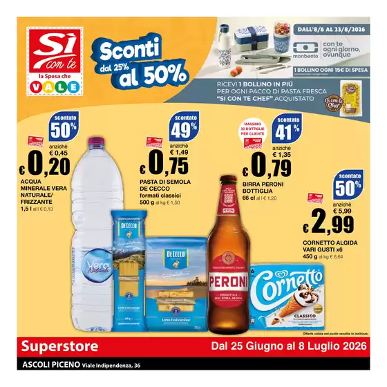 Volantino Si con te superstore | Sconti dal 25% al 50% | 2026-06-25T00:00:00.000Z - 2026-07-08T00:00:00.000Z