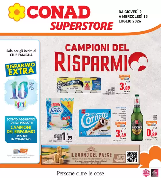 Volantino Conad Superstore a Tissi | Campioni del risparmio | 2026-07-02T00:00:00.000Z - 2026-07-15T00:00:00.000Z
